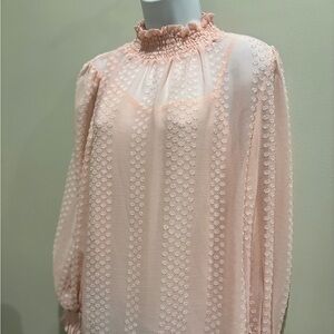 Strut & Bolt Pink Dotted Swiss Long Sleeve Blouse, with matching Cami,  Small